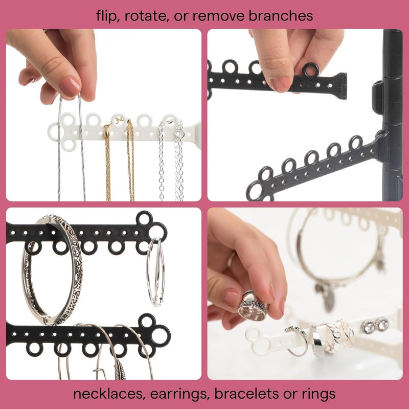 All Hung Up AllHungUp 12-Tier Wall Jewelry Organizer Wall Mounted Jewelry Organizer Necklace Holder Wall Mount Hanging Necklace Organizer Jewelry Hanger Wall Mounted Earring Holder Display Earring Organizer Black - Image 5